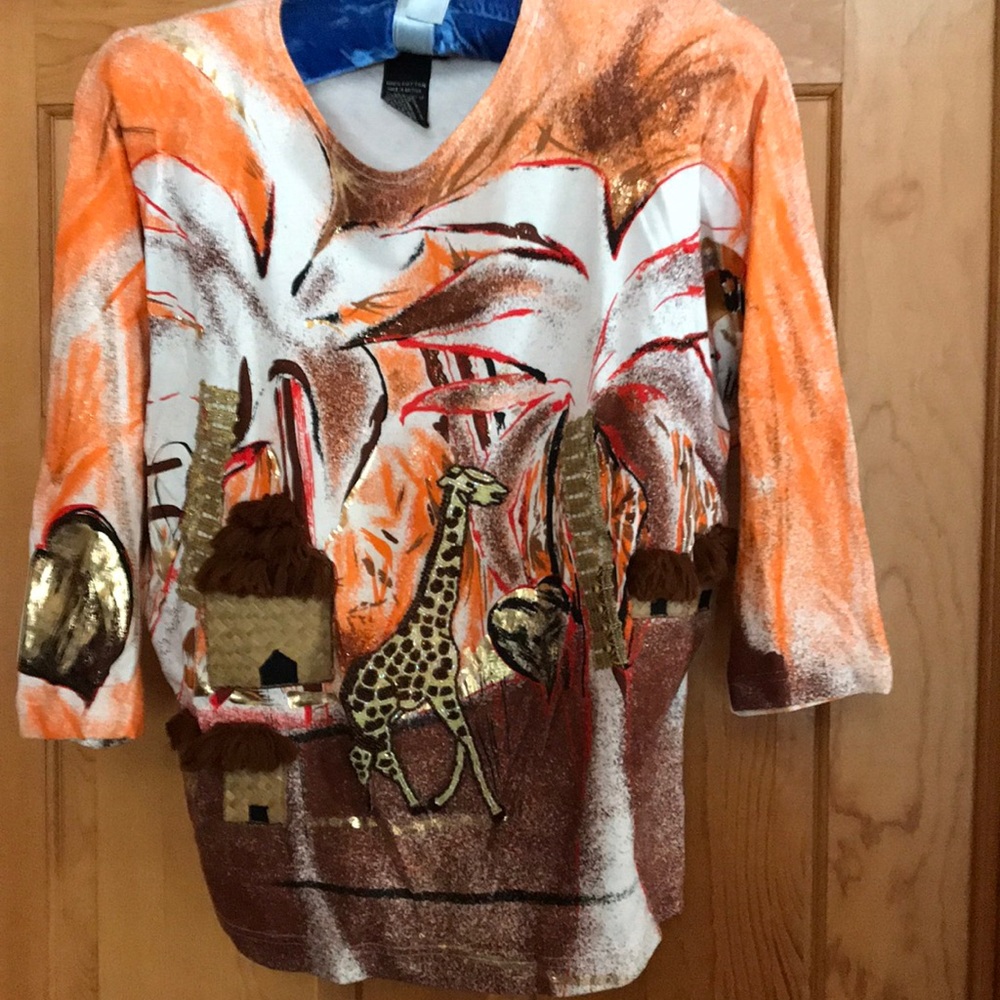 Vintage African Safari Motif Cotton Top